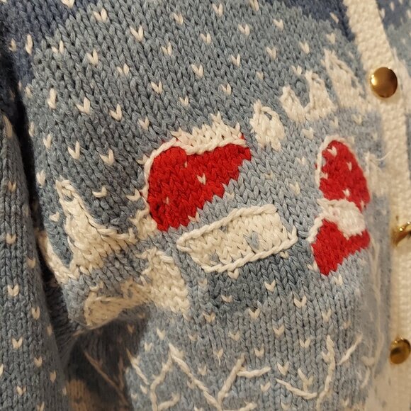 Vintage Orvis One Horse Sleigh w Snowflakes Ramie/Cotton Sweater Size S 6/8 - Picture 7 of 10